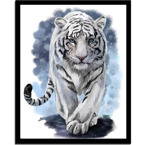 100% Full 5D Diy Daimond Painting"Paint With Diamonds White Tiger"Diamond Painting Round Rhinestones Diamant Painting Embroidery