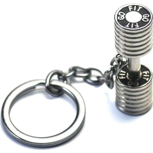 FREE SHIPPING BY DHL 100pcs/lot 2019 New Design Fitness Dumbbell Keychains Mini Dumbbell Keyrings for Gym Gifts