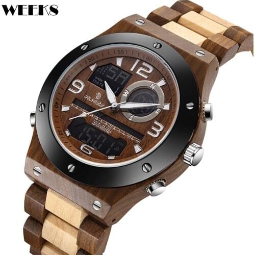 Wood Watch for Men Watch Relogio Masculino Multi-function Chronograph Date Sports Waterproof Mens Male Wooden Quartz Wristwatch