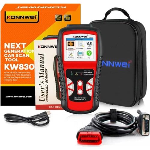 2021 Hot sale KW830 OBD2 12V Auto diagnostic scanner can detect battery 2.8 inch color screen free online upgrade software kw830