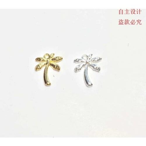 Eruifa Hot Wholesales 15*12mm Nice Coco Nut tree Palm 20pcs per bag Zinc alloy DIY Charms Pendant Jewelry handmade DIY 2 Colors