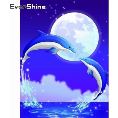 Evershine Diamond Painting Animals Dolphin Full Square Diamond Embroidery Cross Stitch Diamond Mosaic Cartoon Rhinestone Picture