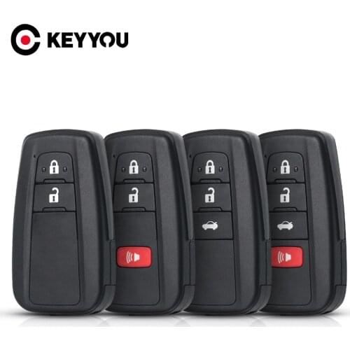 KEYYOU 2/3/4 Button With Emergency Insert Key Blade Replacement Smart Car Remote Key Shell Case For Toyota Camry Prado 2018 2019