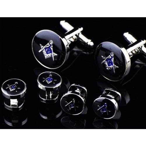 Classic Freemason Tuxedo Cufflinks Collar Studs 6pcs/8pcs Set Masonic Cuff Links Buttons Set Mens Jewelry Accessory Gift 5Sets