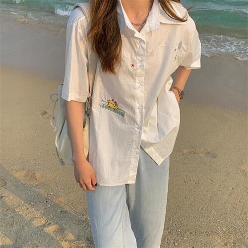 Kokopiecoco Women's Shirts With Embroidery