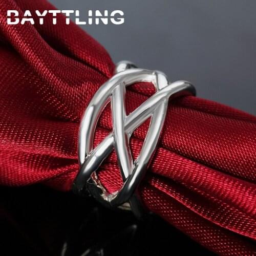 BAYTTLING 6-10# 925 Sterling Silver Ring Fine Woven Round Ring For Woman Men Luxury Fashion Party Gifts Jewelry