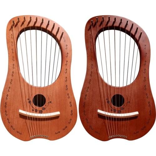 Lyre Harp 10 Metal String Harp Mahogany Portable Small Harp With Durable Steel Strings Wood String Musical Instrument