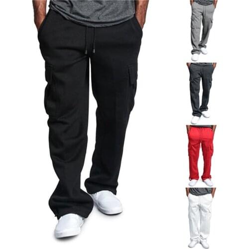 Fashion Overalls Pants Men Sweatpants Loose Baggy Joggers Track Pants Casual Pocket Sport Trousers Male Clothes