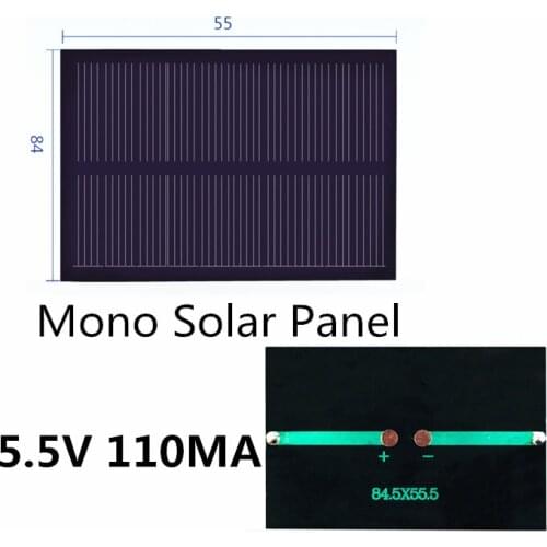Mini Mono Solar Panel 5.5V 100MA for 3.7V battery with DC motor DIY toy production 84*55MM