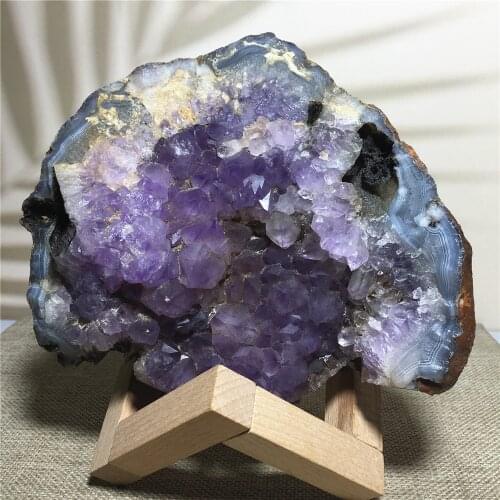 Natural Agate geode amethyst quartz crystal specimen Home furnishing decoration stone and crystal Reiki healing