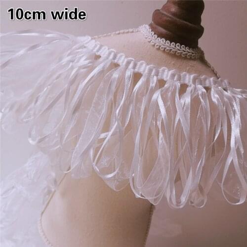 New Woven White Ribbon Tassel Fashion Lace DIY Ladies Childrens Doll Fluffy Strap Skirt Clothing Shoulder Shawl Accessories