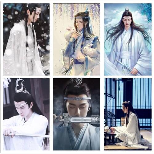 Full Square Round Drill Diamond Painting Anime Modaozushi Lan Wangji Cross Stitch Kits Diy Diamond Mosaic Embroidery Decor Gift