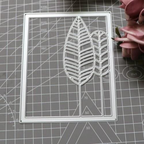 Big Leaves Frame Rectangle Border Decoration Metal Steel Cutting Dies DIY Scrapbooking Photo Album Embossing Paper Cards