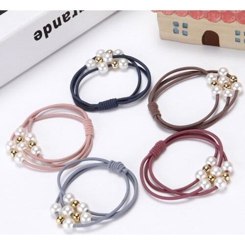 20Pack 100pcs/pack Girls Pearl Elastic Hair Bands Princess Ponytail Holder Gum For Hair Scrunchies Headband Rubber Band