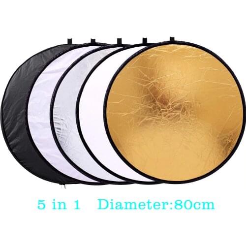 Camllite 80CM 31" 5 in 1 Reflector Round Flash Photo Studio collapsible Light Round Photography Outdoor Studio Reflector