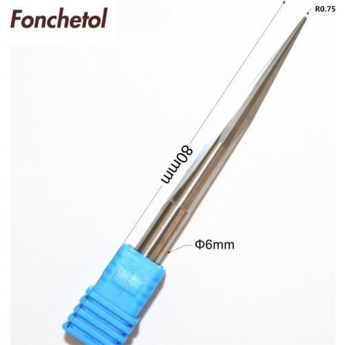 6mm*R0.75*80-1pcs CNC solid carbide End Mill,woodworking engraving router bit,taper ball nose milling cutter,relief tool