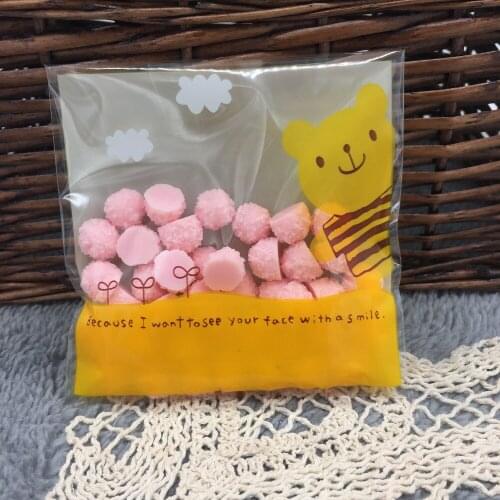 Cookie Packaging yellow bear Self-adhesive Plastic Bags for Biscuits Snack Baking Package
