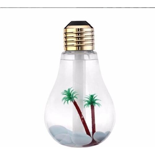 New silver color USB humidifier home mute bedroom mini humidifier small bulb humidifier with night light