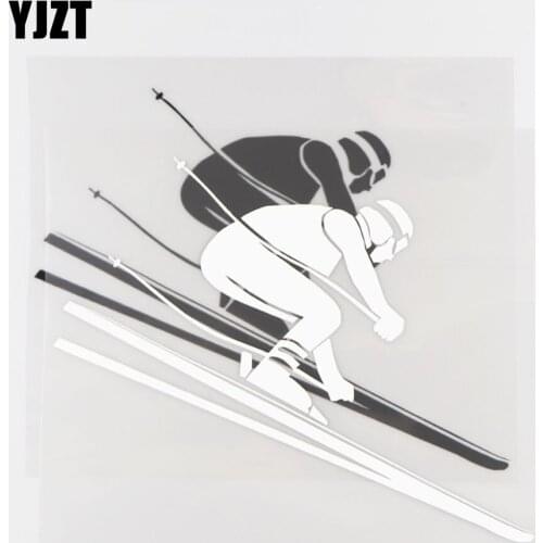 YJZT 18.4×15.0CM Ski Downhill Vinyl Decals Exquisite Car Stickers Body Decoration Black/Silver 20A-0072