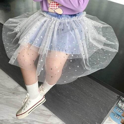 Toddler Girl Skirts Fashion Korean Mesh Splicing Skirts for Girls 2 3 4 5 6 7 Years Child Pettiskirts 2020 Fashion Denim Skirts