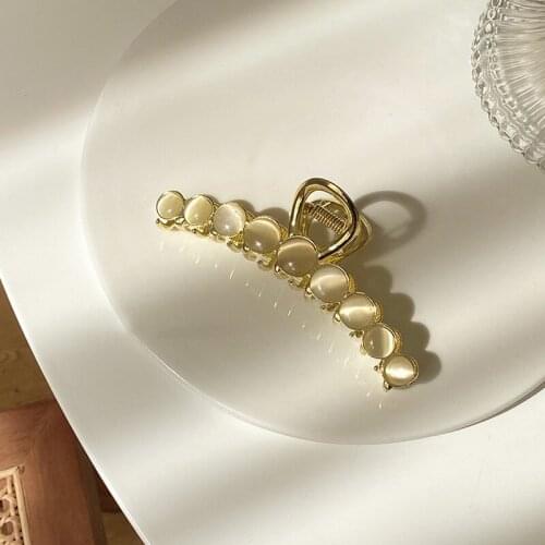 Hot Sale Metal Claw Large Opal Hair Claw Clips Jaw Clip Non-Slip Ponytail Holder Strong Hold Hair Grip Catch Barrettes For Women