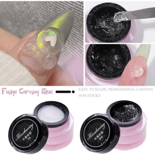 1 Bottle 3D Stereo Clay Soft Naill Gel Nails Art Glue Carve Model White/Clear Non Sticky Manicure Gel Glue Soak Off Gel Polish