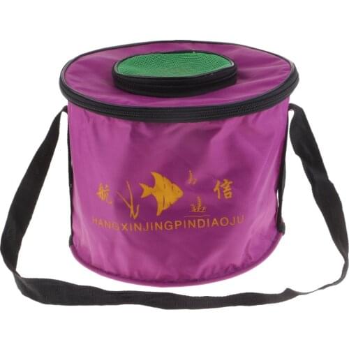 2Size S/L Foldable Folding Round Fishing Bucket Camping With Mesh Cover Fish Outdoor Canvas Water Carrier Bag Collapsible