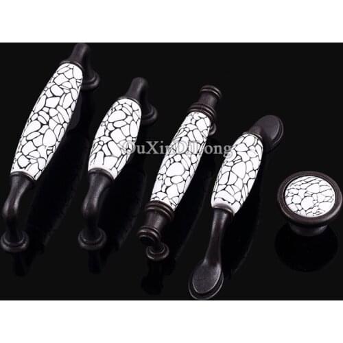 Classic 2PCS European Ceramic Crack Kitchen Cabinet Door Handles Cupboard Wardrobe Drawer Wine Cabinet Pulls Handles and Knobs