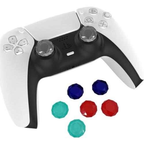 2Pcs Removable Analog Thumb Crystal Acrylic Diamond Cutting 3D Stick Button Grip Cap for PS5 Wireless Gamepad Controller Cover