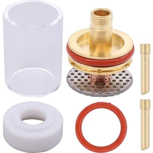 7PCS TIG Wearing Parts Glass Gas Lens Clamping Sleeve 1.2mm/2.4mm Set for WP 17 18 26 Welding Torch Accessories