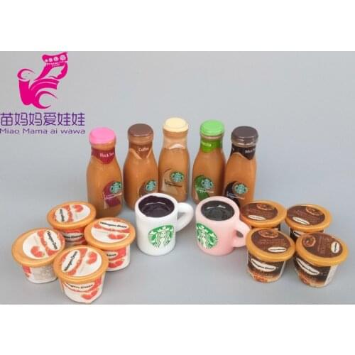 1:12 Doll House Decration Accessories Mini Food Coffee Drink Ice Cream Wine Cup Bottle for Barbie Doll Ob 11 Blythe Doll Diy