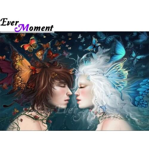 Ever Moment Diamond Painting Closing Eyes Couple Butterfly Full Square Drill Decoration For Home Diamond Embroidery ASF1677