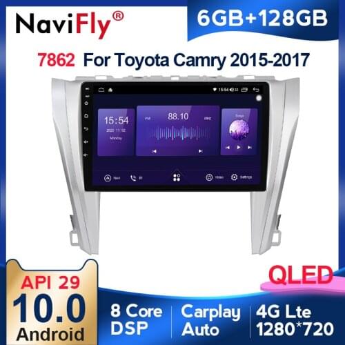 NaviFly 7862 6GB+128GB QLED Screen 1280*720 Android 10 Car Radio Audio Multimedia Player For Toyota Camry 7 XV 50 55 2014 - 2017
