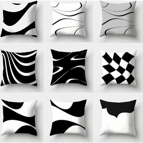 Black White Throw Pillow Case Cushion Cover Sofa Bed Car Cafe Office Decoration Textile Accessories