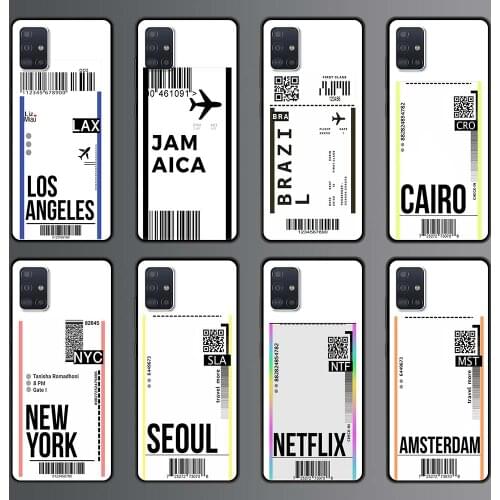 World Travel Ticket Seoul new York Phone Case for Samsung Galaxy A51 A71 A21S A12 A11 A31 A52 A41 A32 A72 A02S Silicon Cover