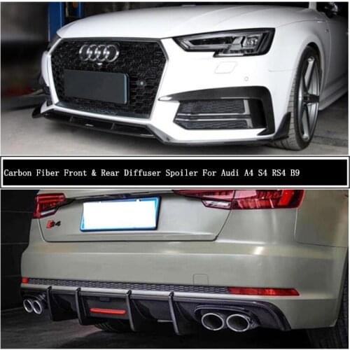 For Audi A4 S4 RS4 B9 2017 2018 2019 Carbon Fiber Front Rear Bumper Diffuser Lip Spoiler Lamp Eyebrow High Quality Accessories