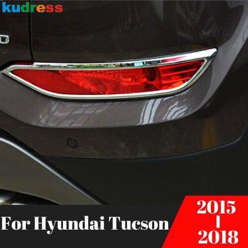 For Hyundai Tucson 2015 2016 2017 2018 ABS Chrome Car Styling Rear Fog Light Lamp Cover Trim Chromium Foglight Accessories 2pcs