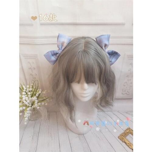 Homemade JK Uniform Pairs of Ponytail Barrettes Same as a Pair of Hairclips Japanese Checked Cloth Accessories