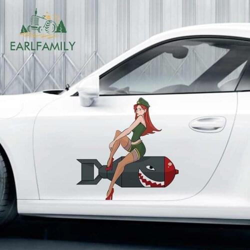 EARLFAMILY 43cm x 42cm Cartoon Bomb Girl Motorcycle Stickers Vinyl Material Decals Body for Car Creative Stickers Scratch Proof