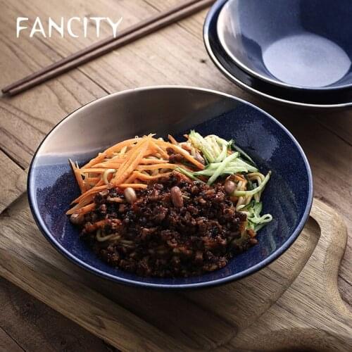 FANCITY Japanese-style ceramic fruit bowl, salad bowl, ramen bowl, soup bowl, creative bowl, porcelain bowl, instant noodle bowl