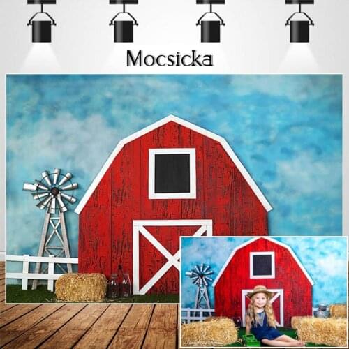 Farm Cake Smash Photography Studio Photo Background Children 1st Birthday Backdrops for Photography Red Barn Haystack Decor