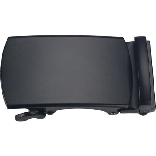 Classic Solid Buckle Automatic Ratchet Leather Belt Buckle, Black, One Size