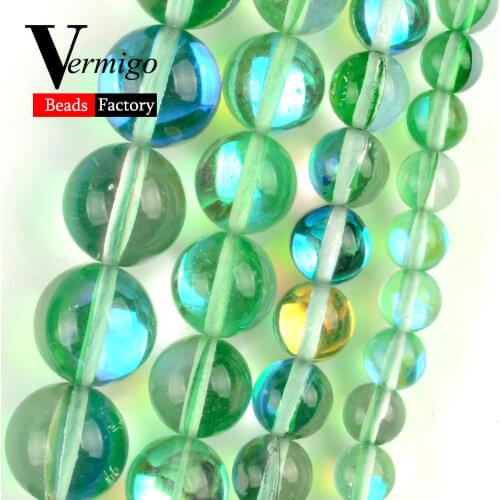 Natural Green Austrian Crystal Stone Round for Jewelry Making 6-12mm Loose Beads Diy Bracelet Necklace Accessories Wholesale