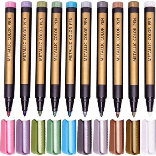 10 Pcs/Set Waterproof Art Marker Set Colorful Metallic Markers for Stones Colored Paint Marker for Card Making Rock Painting