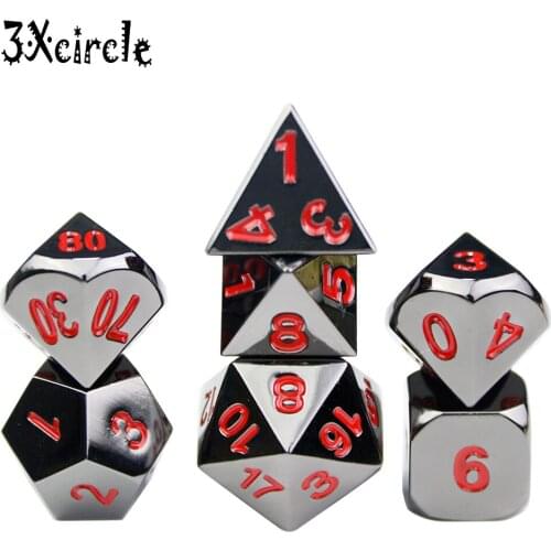 Metallic Board Game Dice Juegos De Mesa Dados Rpg,D4-D20 Polyhedral Dices for Rpg DnD,with A Box Collection