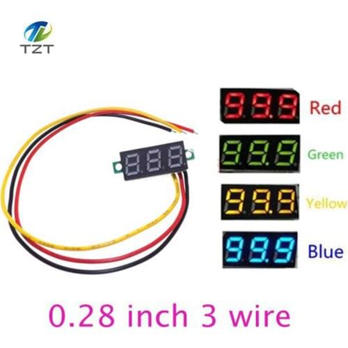 Mini 0.28 inch 0.28" 3 Wires Digital Voltmeter Blue/Red/Green/Yellow LED Display DC 0-100V Digital LED Panel Voltage Meter