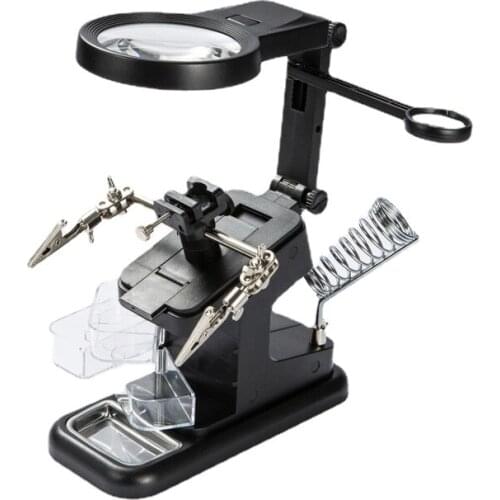 Multi-function Welding LED Magnifier 3X 4.5X25X magnifying glass Alligator Clip Holder Clamp Helping Hand Soldering Repair Tool