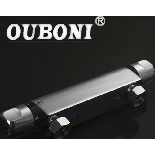 OUBONI Wall Mounted Thermostatic Mixer Taps Chrome Brass torneira da banheira Bathtub Sink Basin Faucet Exposed Shower Faucet