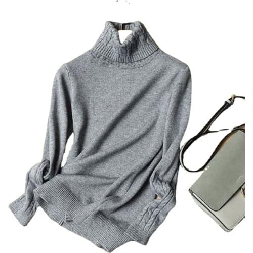 New Autumn winter Women Knitted Sweaters Pullovers Turtleneck Long Sleeve Solid Color Slim Elastic Short Sweater Women