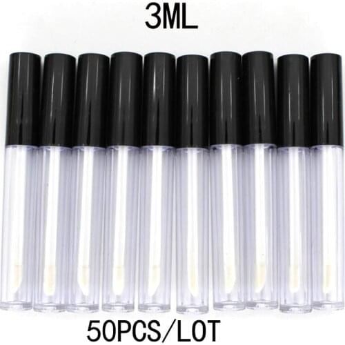 NEW Empty container 50pcs/lot 3ml Plastic Lip Gloss Tube Small Lipstick Tube with Leakproof Inner Sample Cosmetic Container DIY